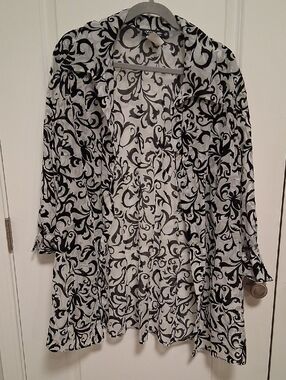 Onyx Nite Black Scroll-Print Sheer Tunic